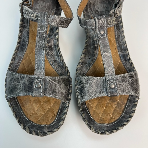 Ariat Shalimar Gray Leather T-Strap Sandals Open Toe Women's Sz 6.5 Boho Western - Picture 4 of 13